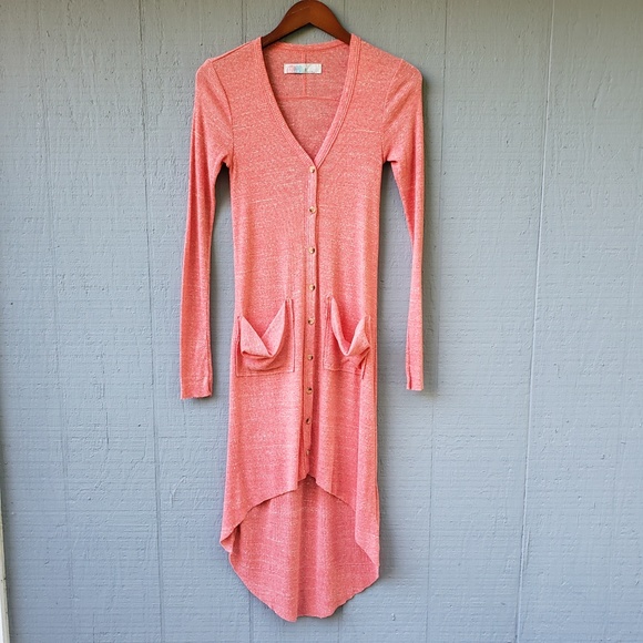 Free People Sweaters - FP Beach Ribbed Raw Hem Duster Cardigan Pink XS